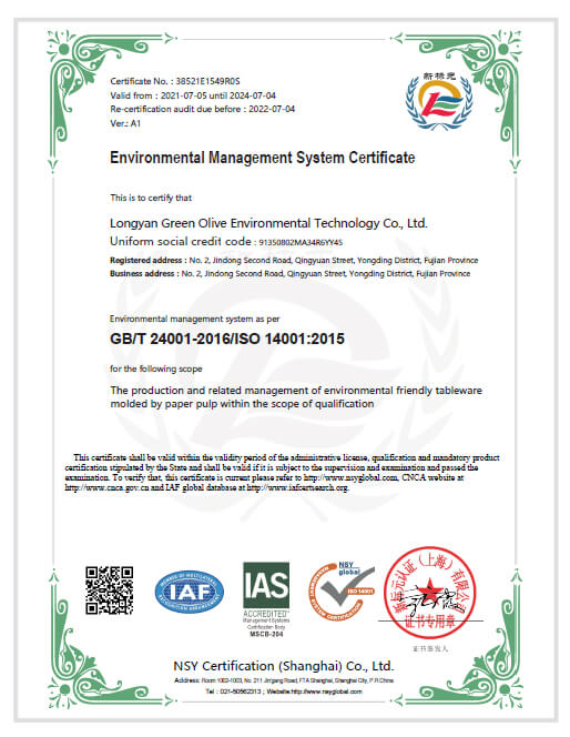 ISO-14001 Certificate
