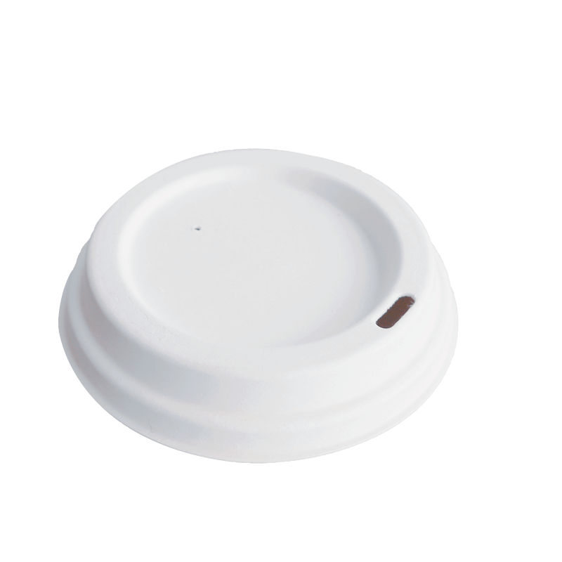 90mm White sugarcane pulp sip lid, round design