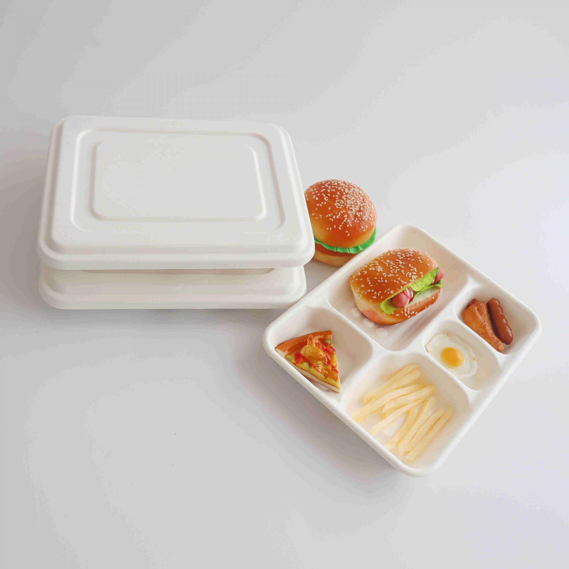 Compostable 5 COMPARTMENT BAGASSE TRAYS