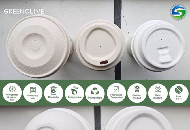 Plastic-free, recyclable, biodegradable coffee cup lid
